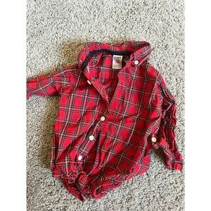 Carters red plaid button down onesie